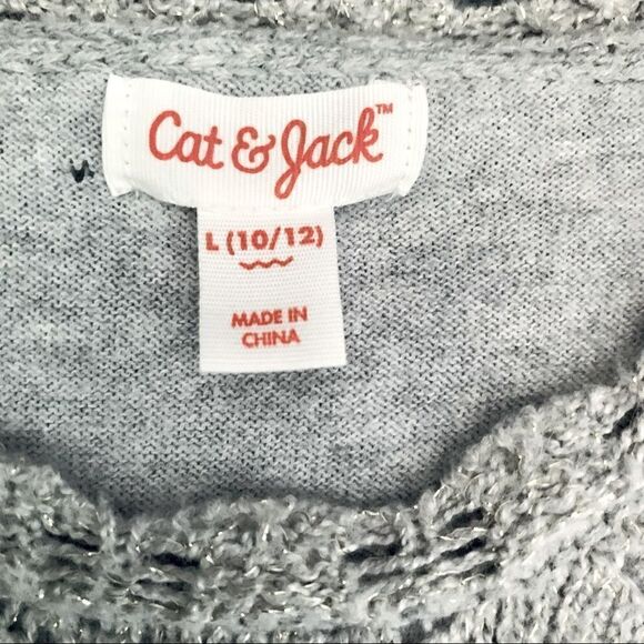 Cat & Jack Gray Silver Sparkle Knit Sweater Dress Size Large - Picture 6 of 7